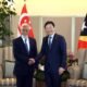 Primeiru Ministru Timor-Leste Xanana Gusmao hasoru Primeiru Ministru Lawrence Wong iha loron 14 fulan Jullu.FOTO: LIANHE ZAOBAO