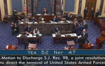 The final count of the Senate vote on S.J. Resolution 98 under the War Powers Act on January 8, 2026. CSPAN